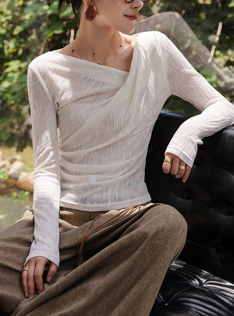 Viscose Top with Asymmetrical Neckline