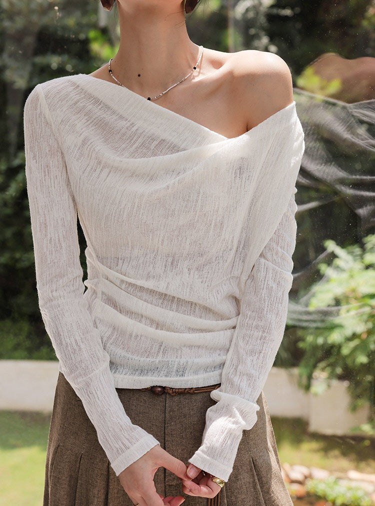 Viscose Top with Asymmetrical Neckline