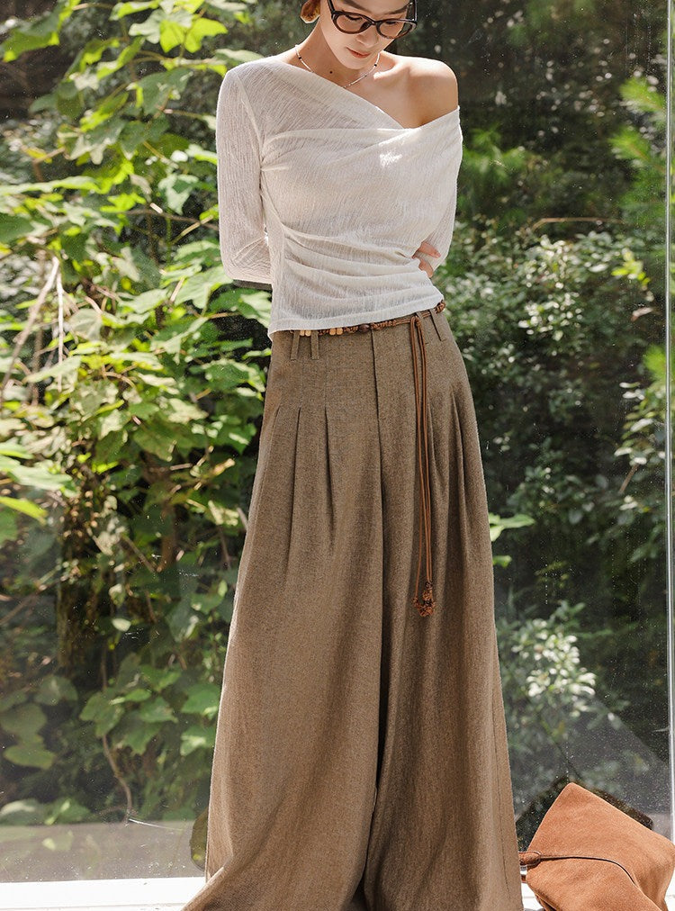 Viscose Top with Asymmetrical Neckline