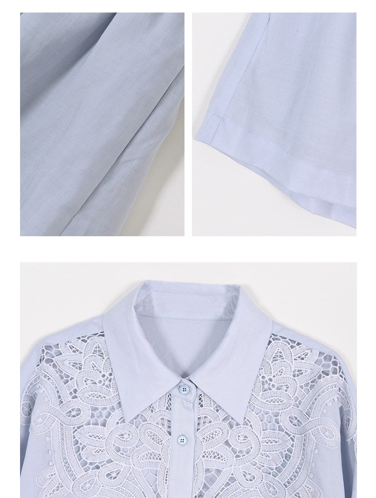 Hollow-Out Viscose Top and Shorts Set