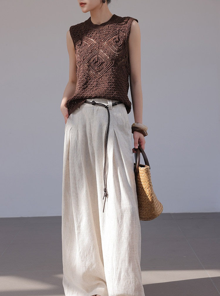 Linen Wide-Leg Pants - Relaxed Fit