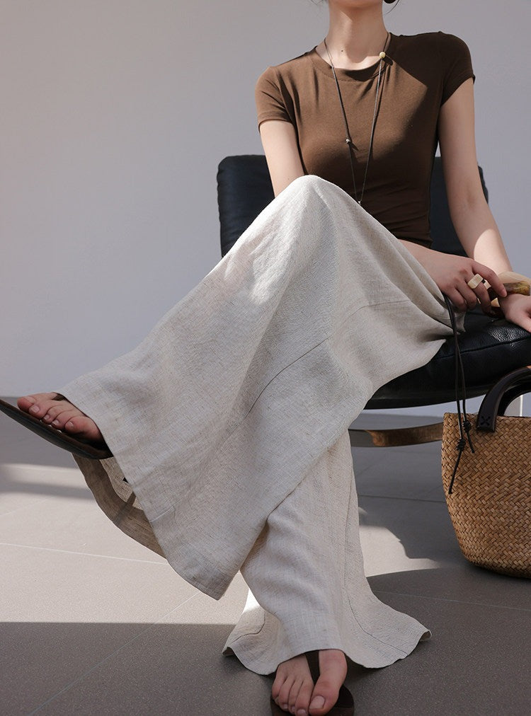 Linen Wide-Leg Pants - Relaxed Fit
