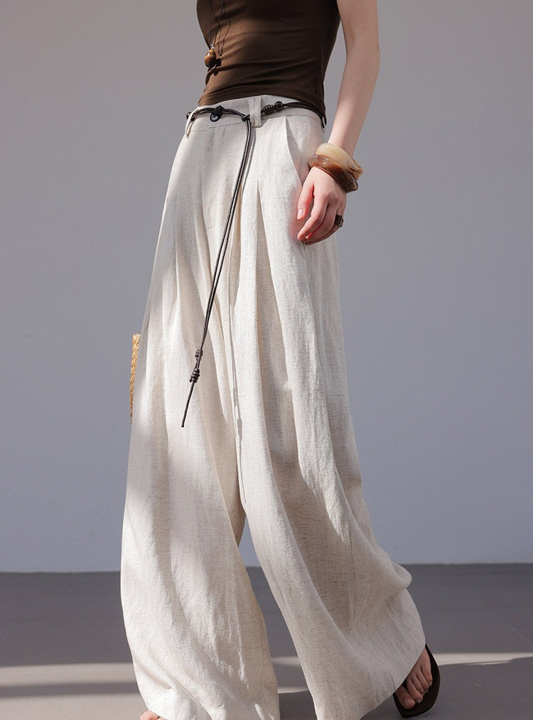 Linen Wide-Leg Pants - Relaxed Fit