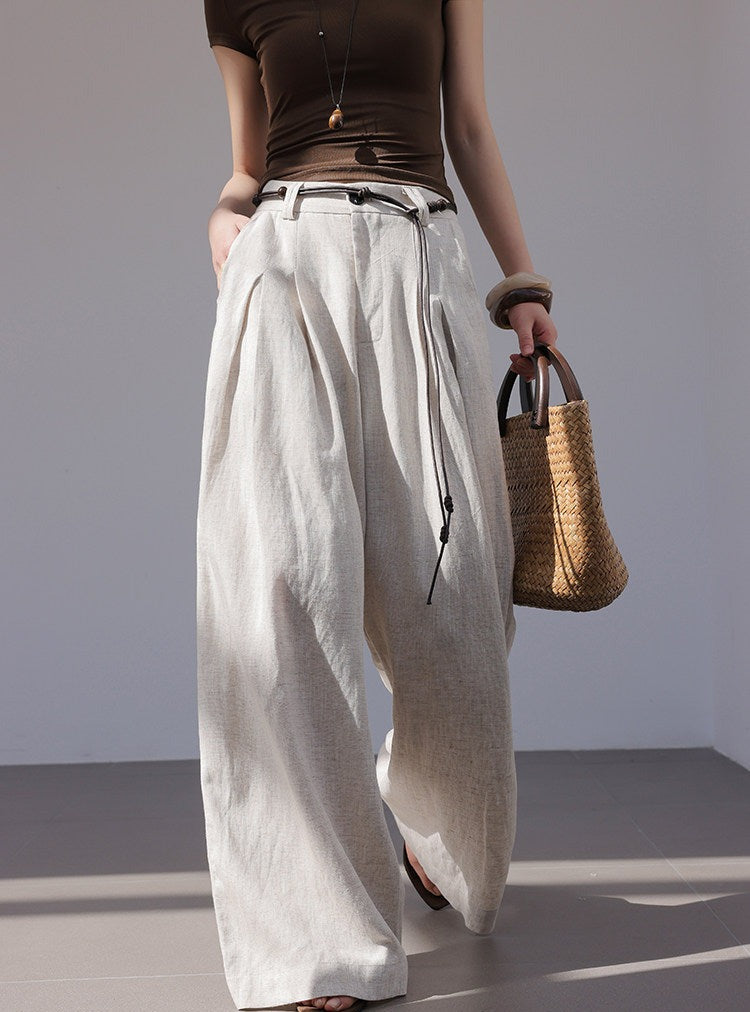 Linen Wide-Leg Pants - Relaxed Fit
