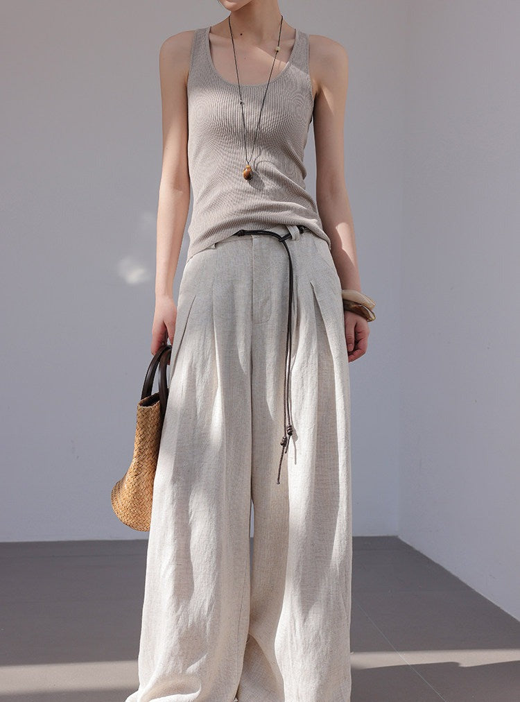 Linen Wide-Leg Pants - Relaxed Fit