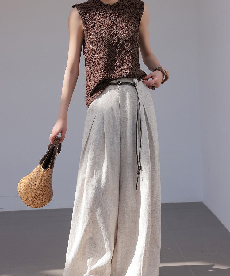 Linen Wide-Leg Pants - Relaxed Fit