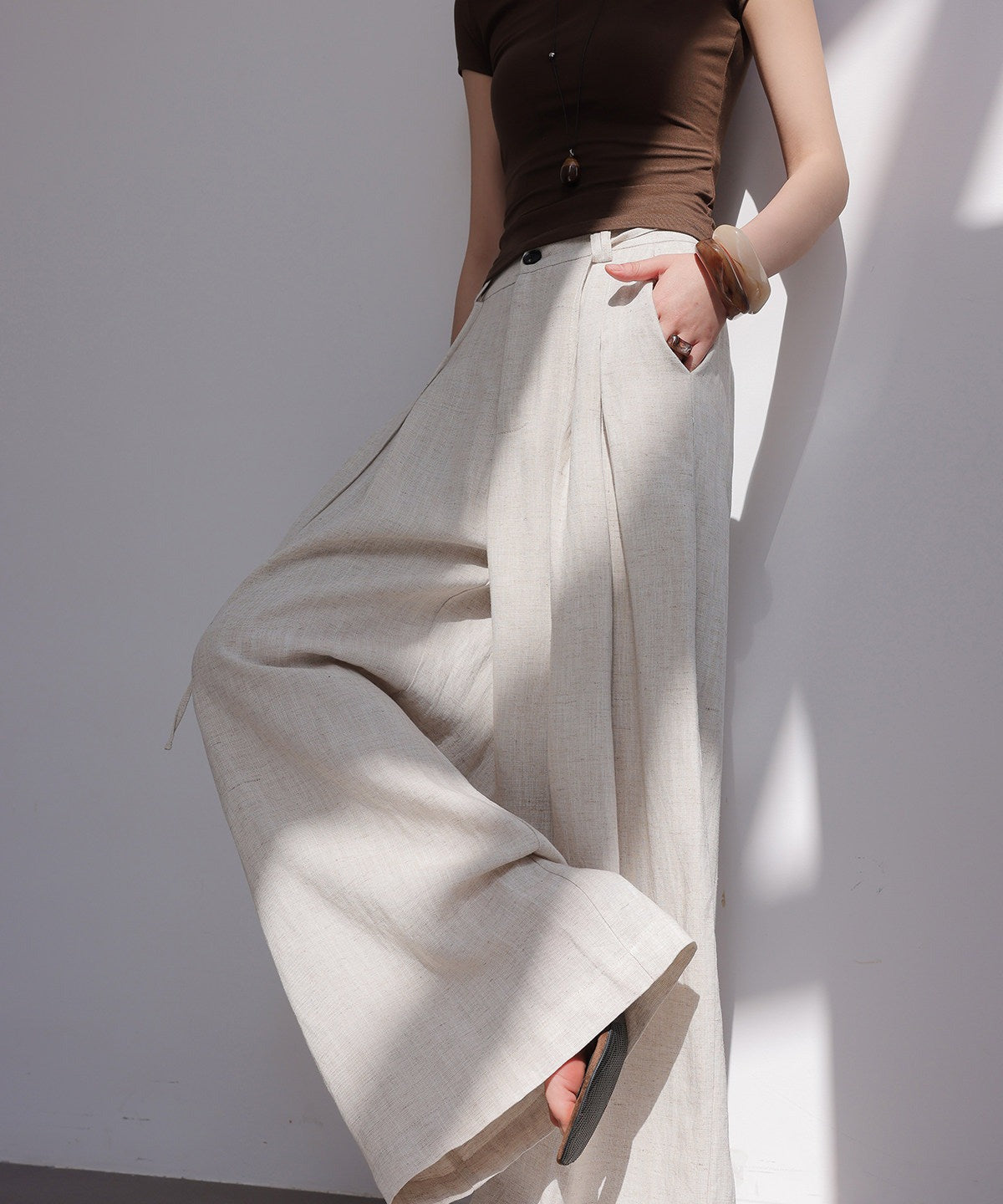 Linen Wide-Leg Pants - Relaxed Fit