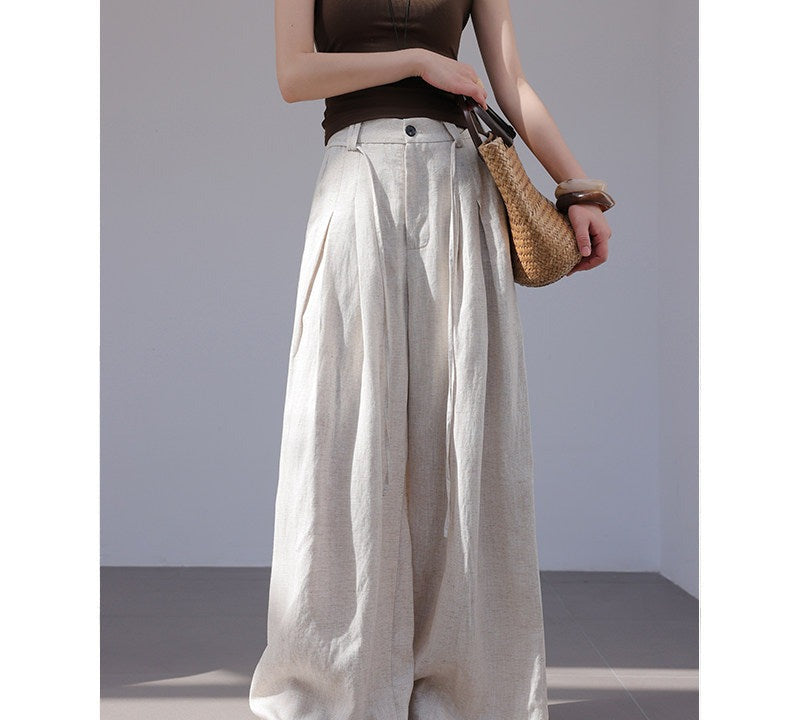 Linen Wide-Leg Pants - Relaxed Fit