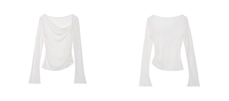 Viscose Long Sleeve T-Shirt with French Collar