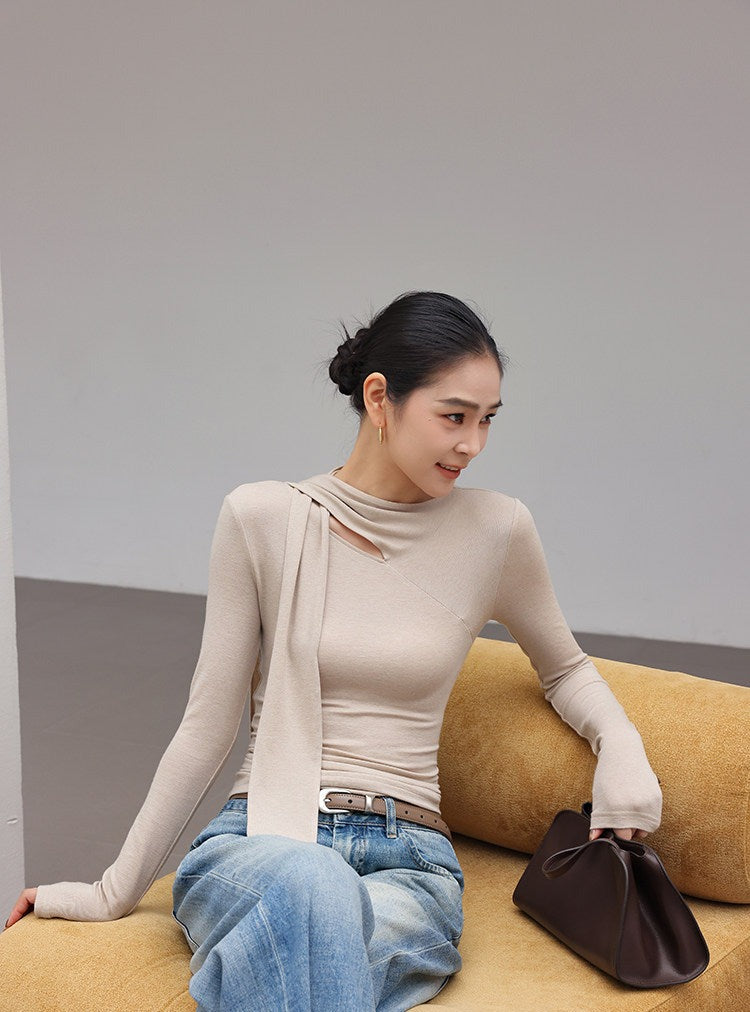 Soft Cotton T-Shirt with Cut-Out Design