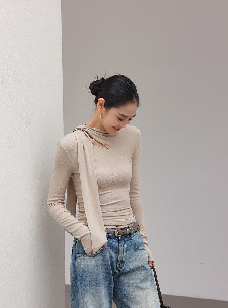 Soft Cotton T-Shirt with Cut-Out Design