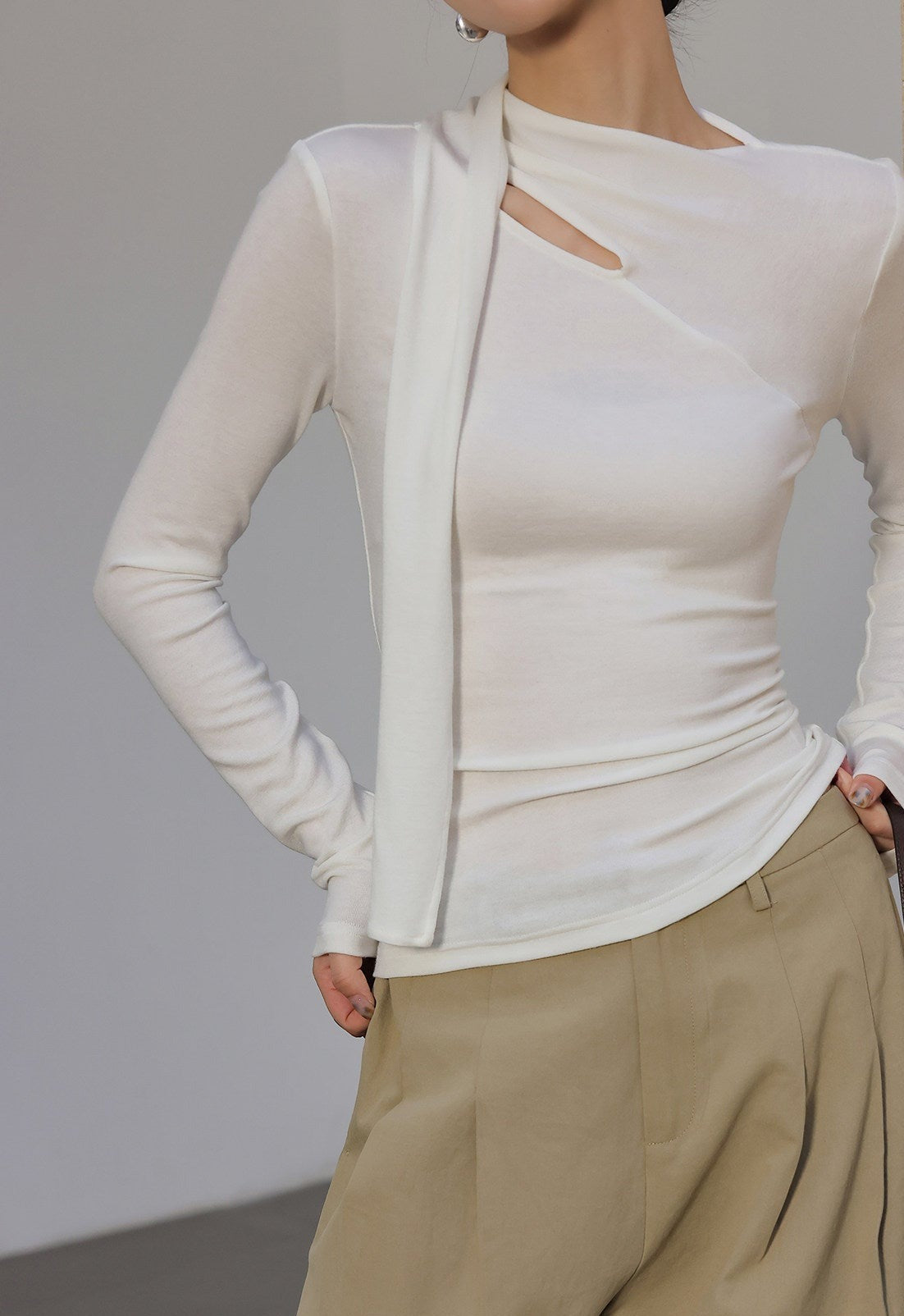 Soft Cotton T-Shirt with Cut-Out Design