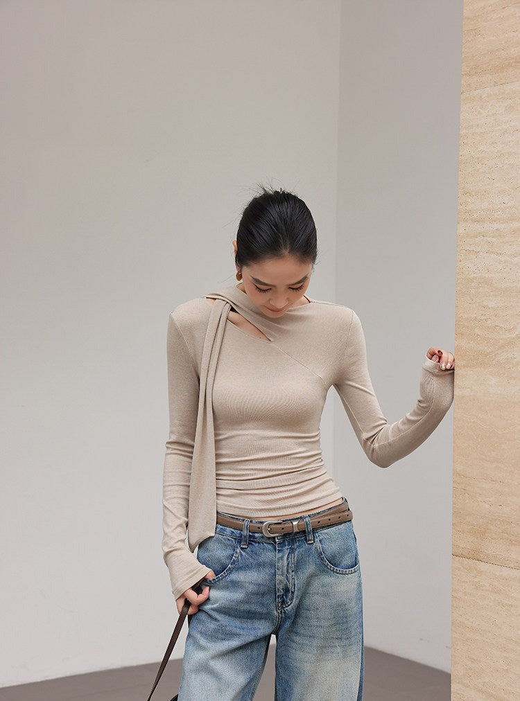 Soft Cotton T-Shirt with Cut-Out Design