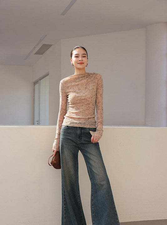 Viscose Top - Vintage Ink Pattern Design