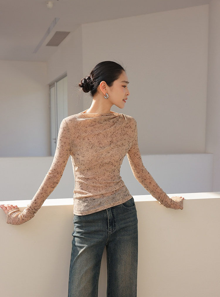Viscose Top - Vintage Ink Pattern Design