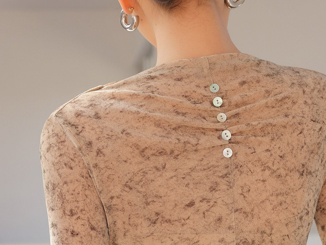 Viscose Top - Vintage Ink Pattern Design