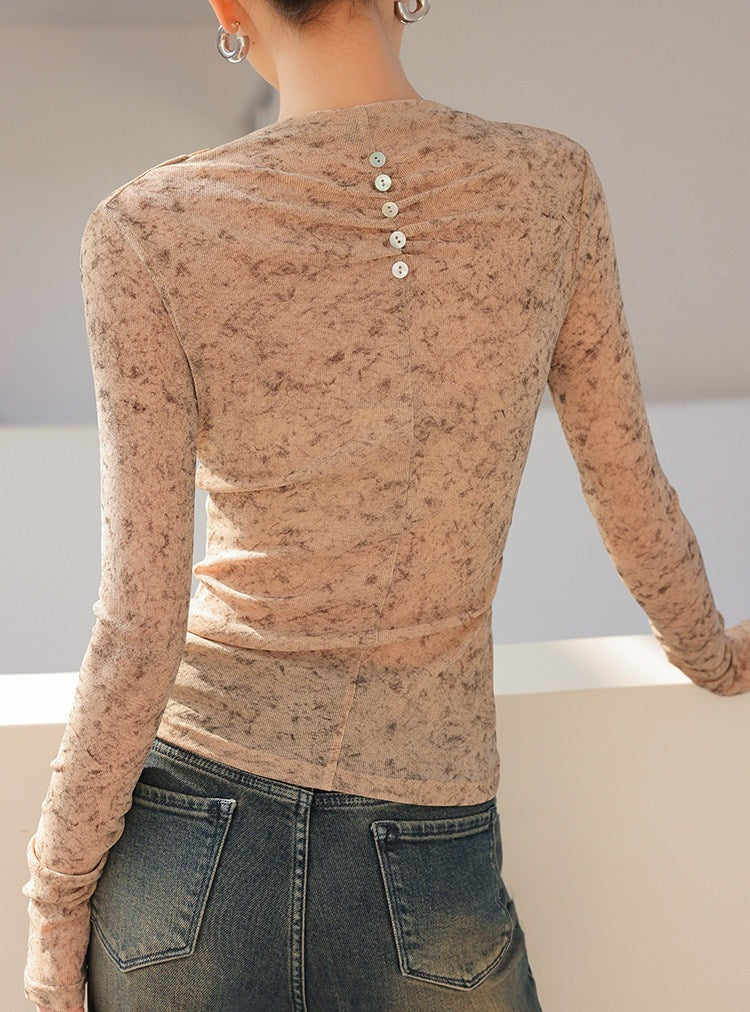 Viscose Top - Vintage Ink Pattern Design