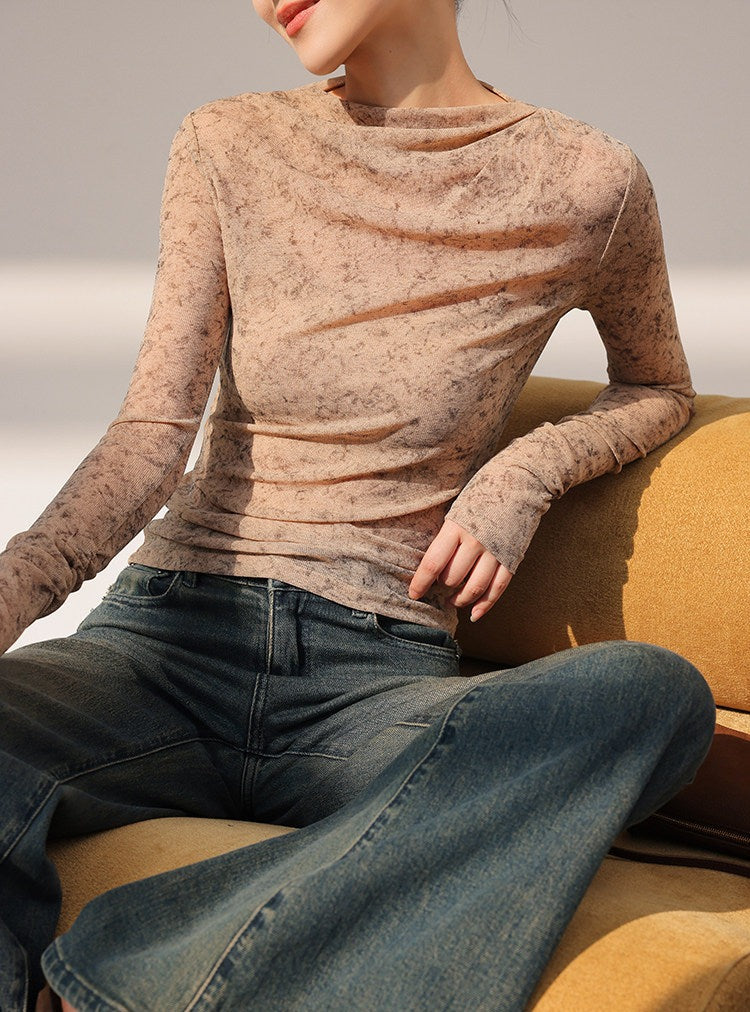 Viscose Top - Vintage Ink Pattern Design