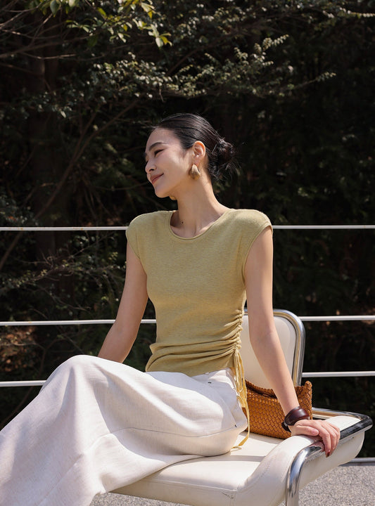 Viscose Top - Relaxed Fit with Pleated Design