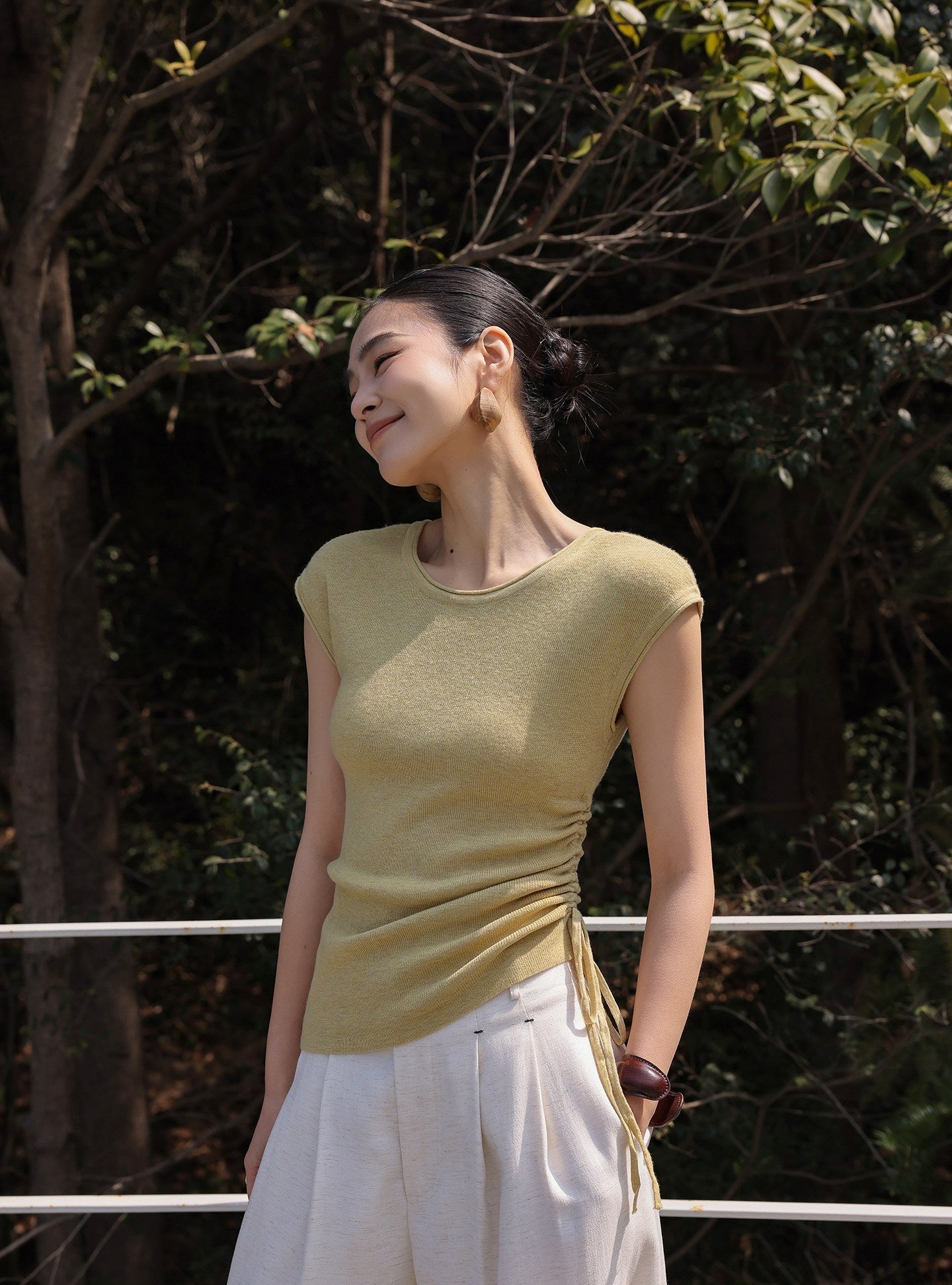 Viscose Top - Relaxed Fit with Pleated Design
