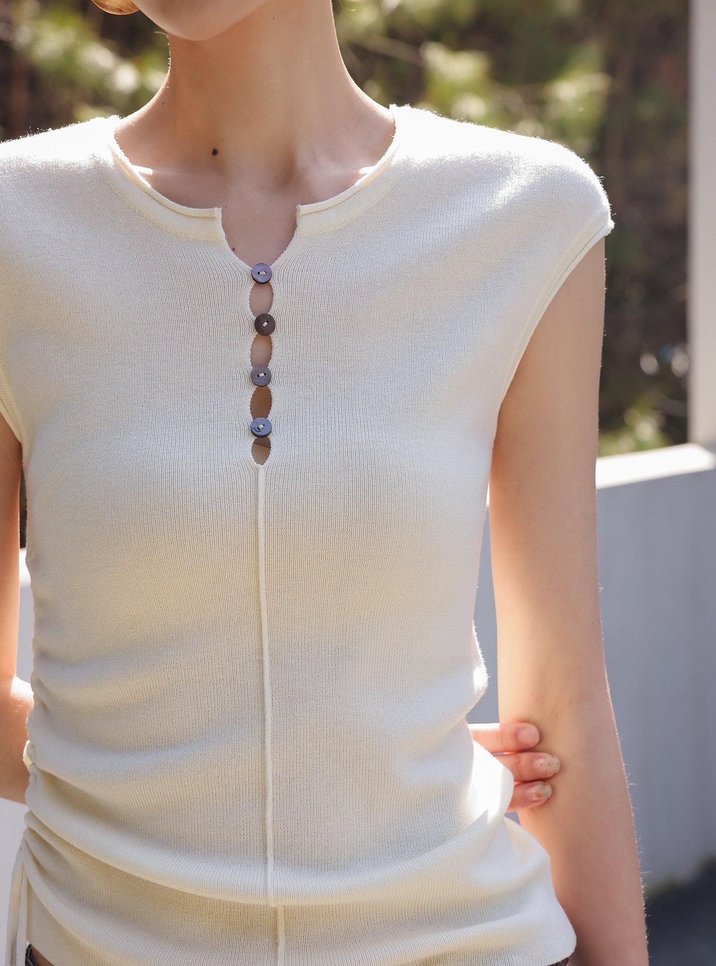 Viscose Top - Relaxed Fit with Pleated Design