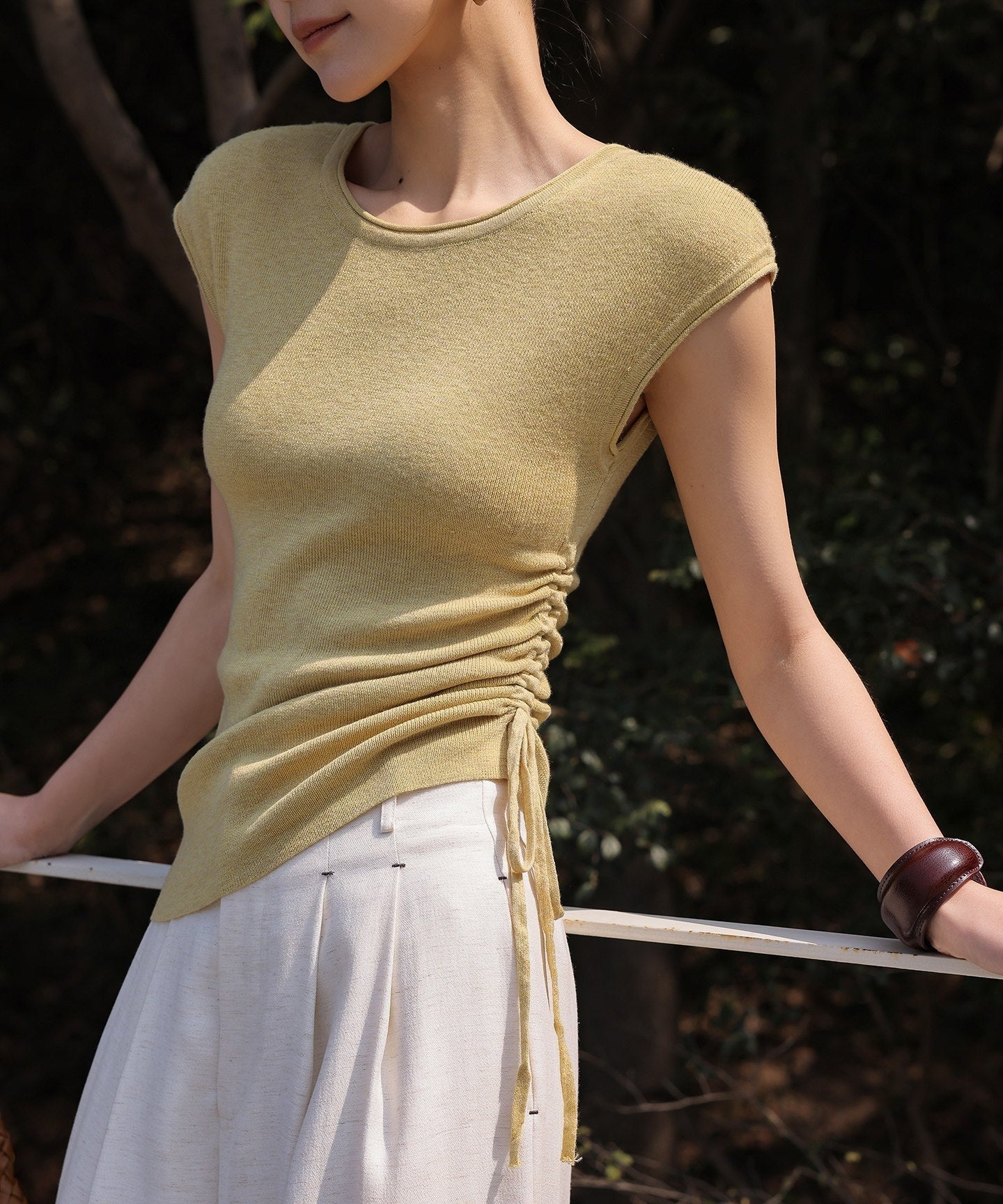 Viscose Top - Relaxed Fit with Pleated Design