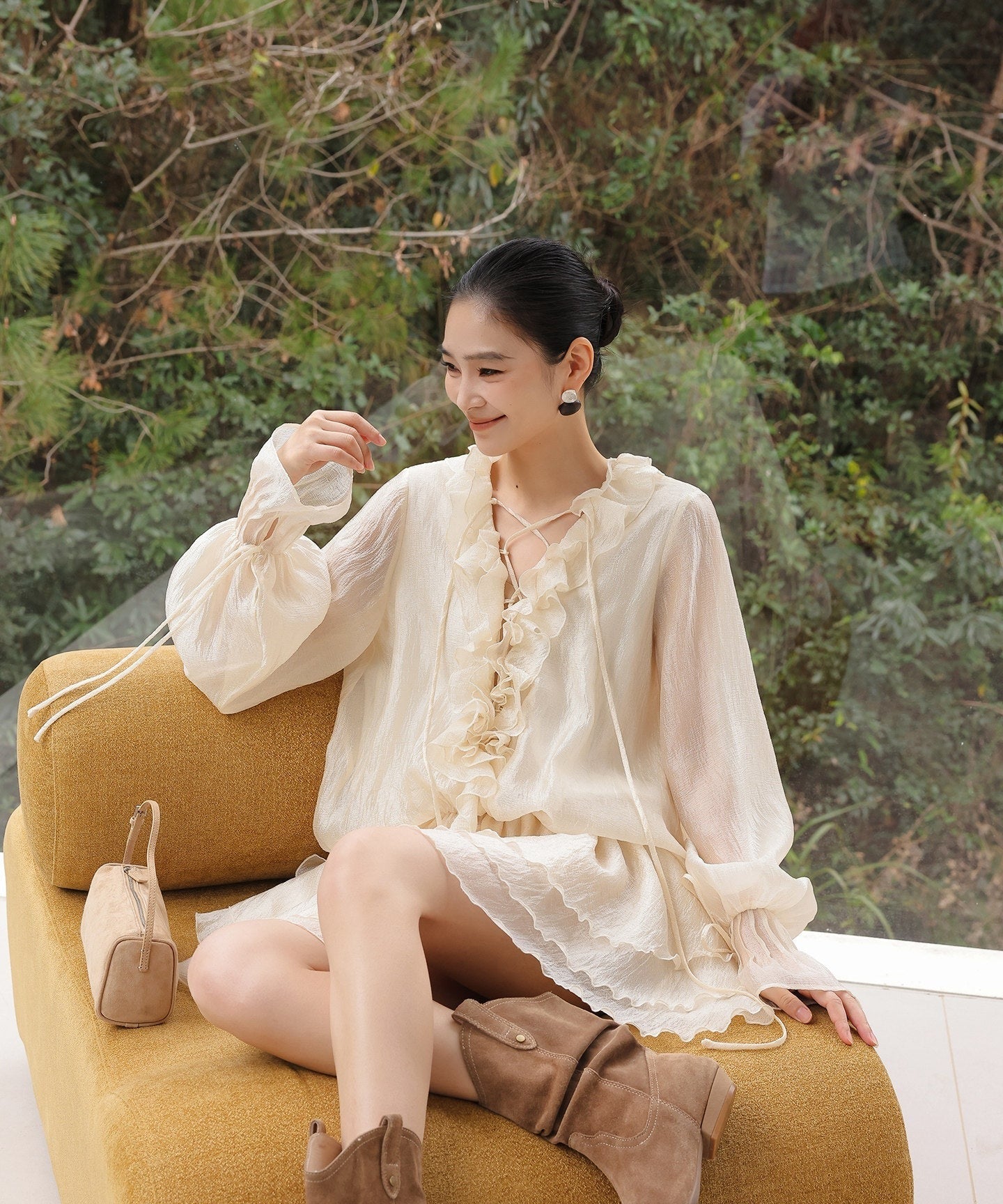 Chiffon Dress with Ruffle Detail