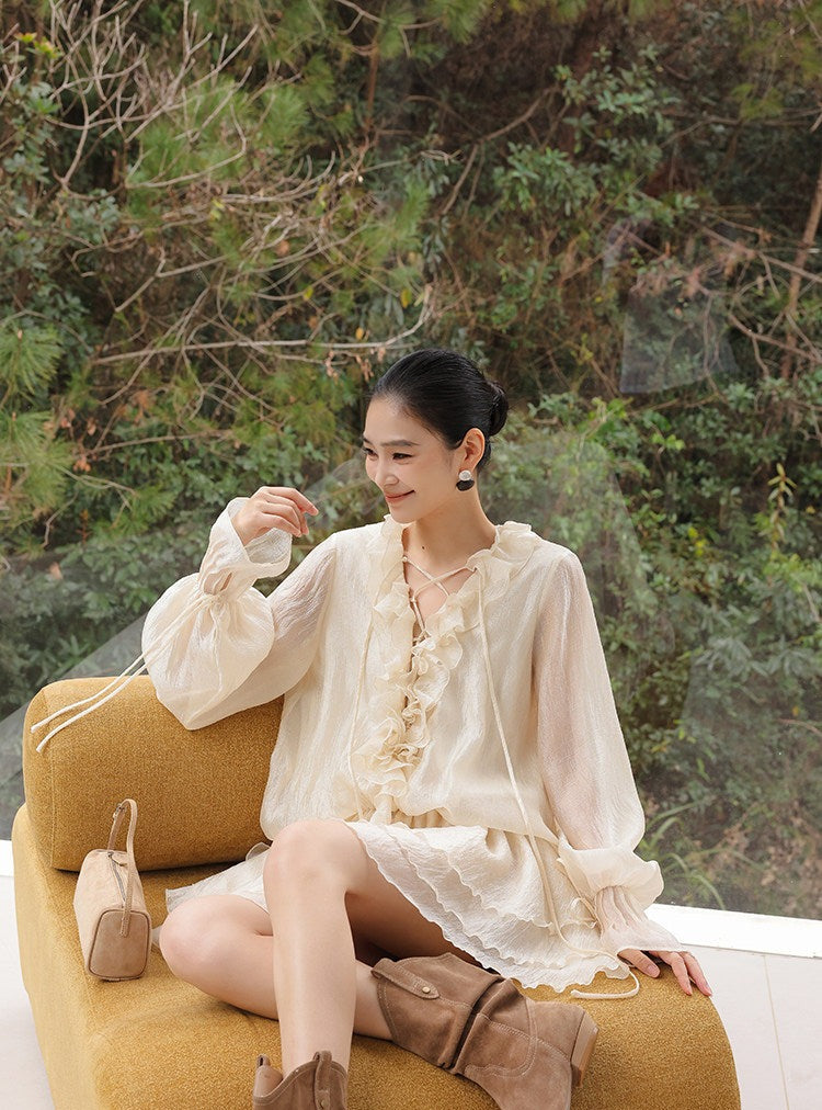 Chiffon Dress with Ruffle Detail