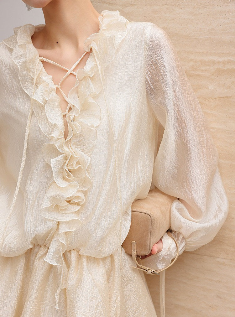 Chiffon Dress with Ruffle Detail