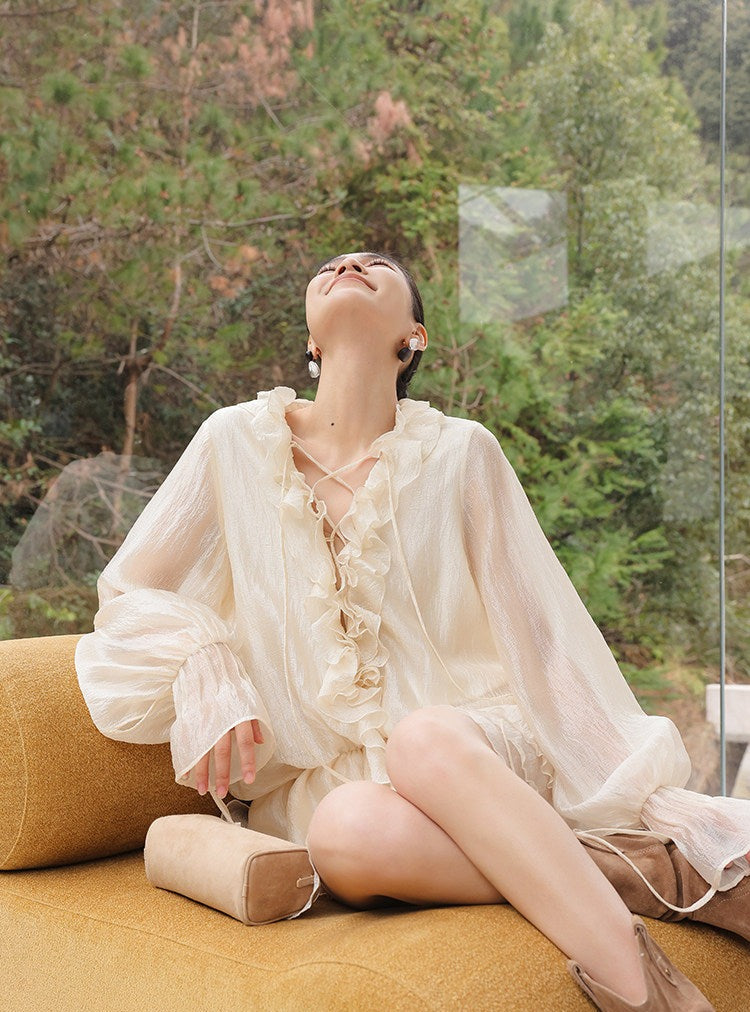 Chiffon Dress with Ruffle Detail