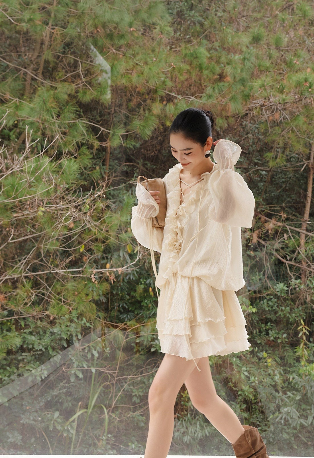 Chiffon Dress with Ruffle Detail