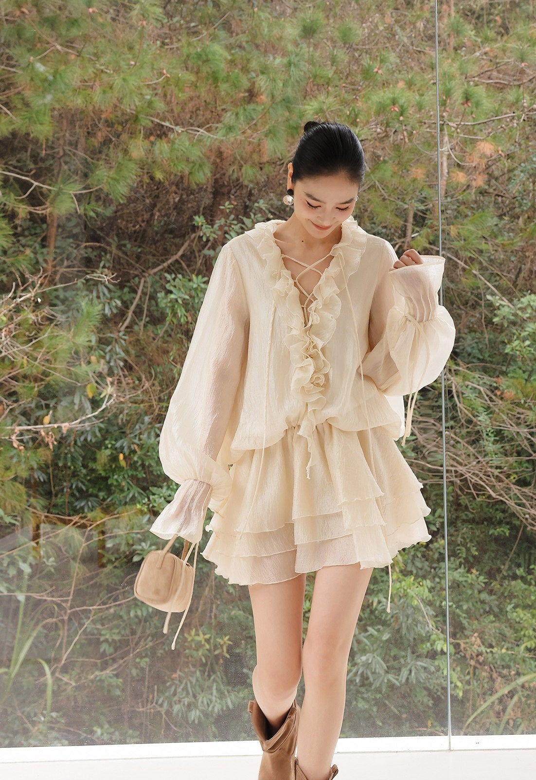 Chiffon Dress with Ruffle Detail