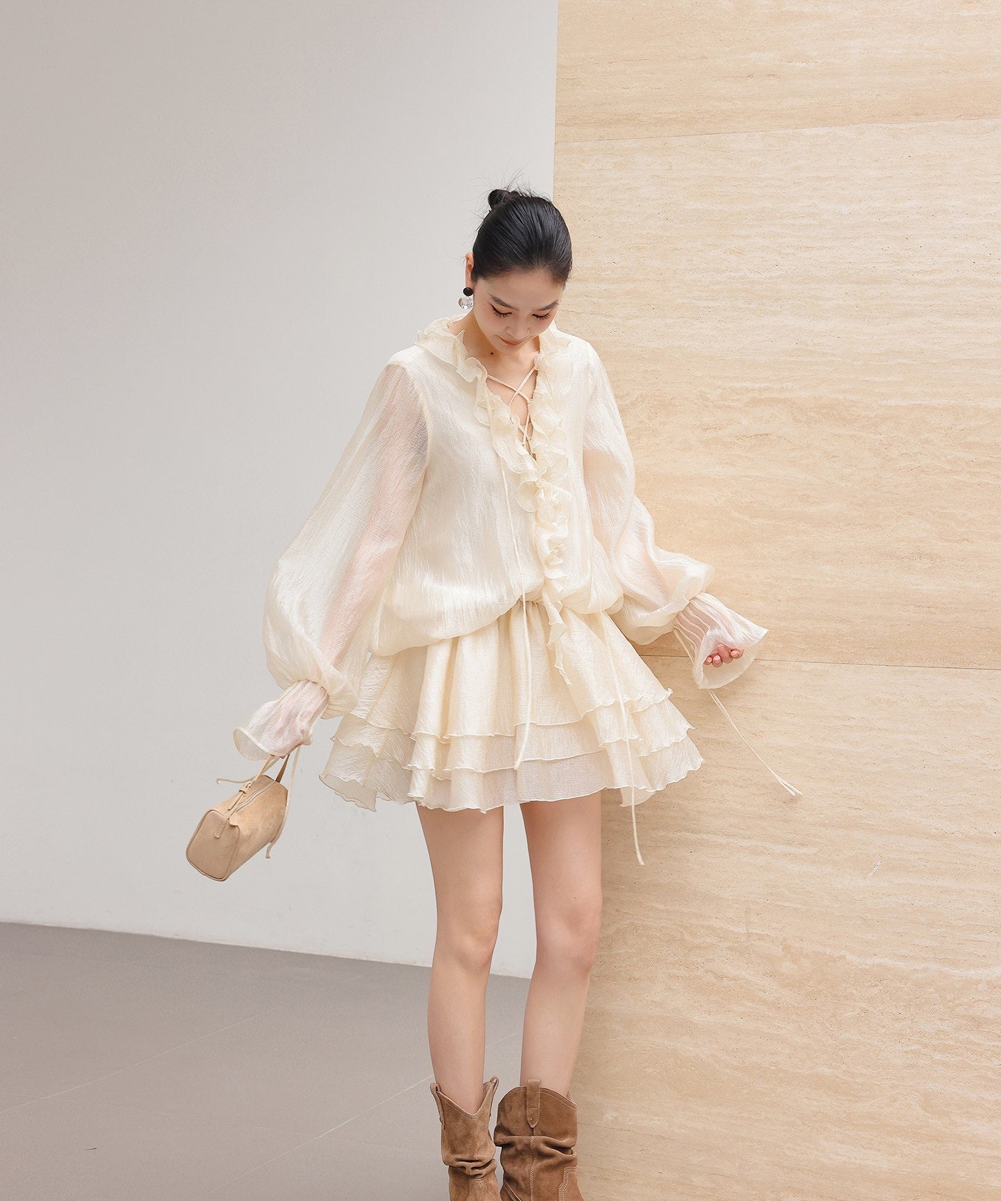 Chiffon Dress with Ruffle Detail