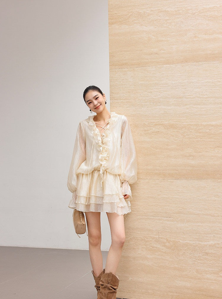 Chiffon Dress with Ruffle Detail