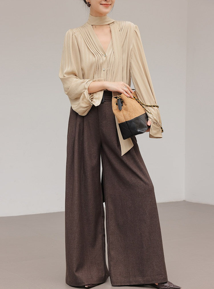 Viscose Long Sleeve Shirt - Elegant Champagne Color