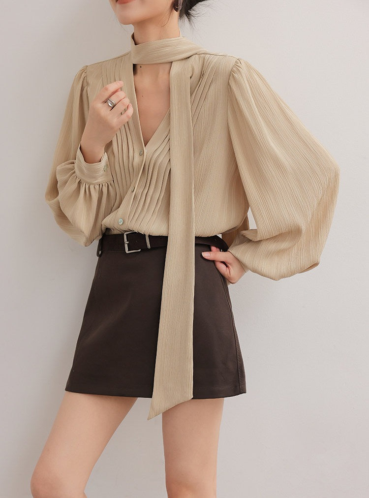 Viscose Long Sleeve Shirt - Elegant Champagne Color