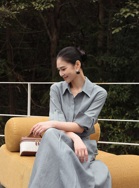 Viscose Two-Piece Set - Relaxed Shirt and Skirt