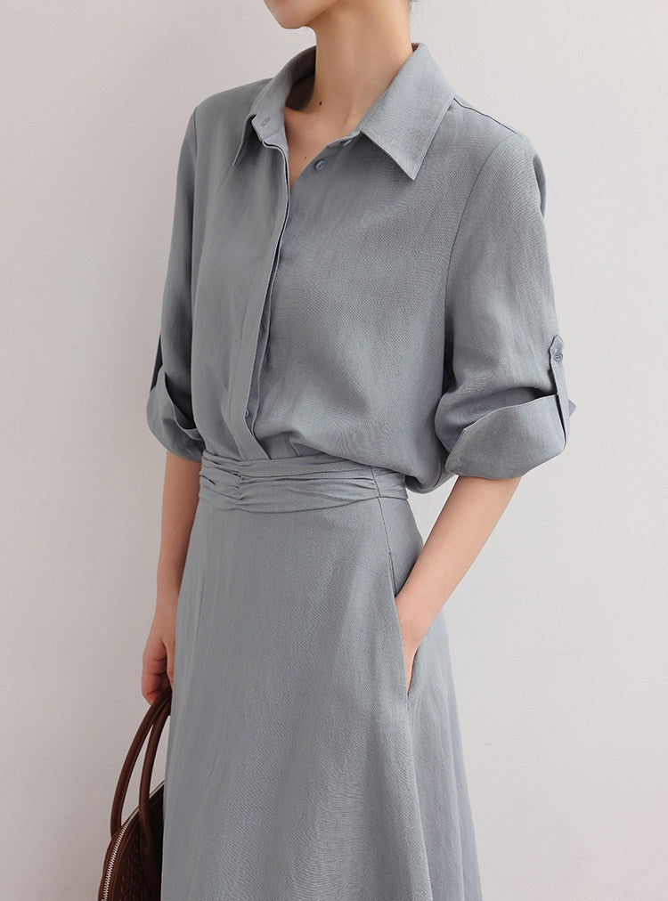 Viscose Two-Piece Set - Relaxed Shirt and Skirt