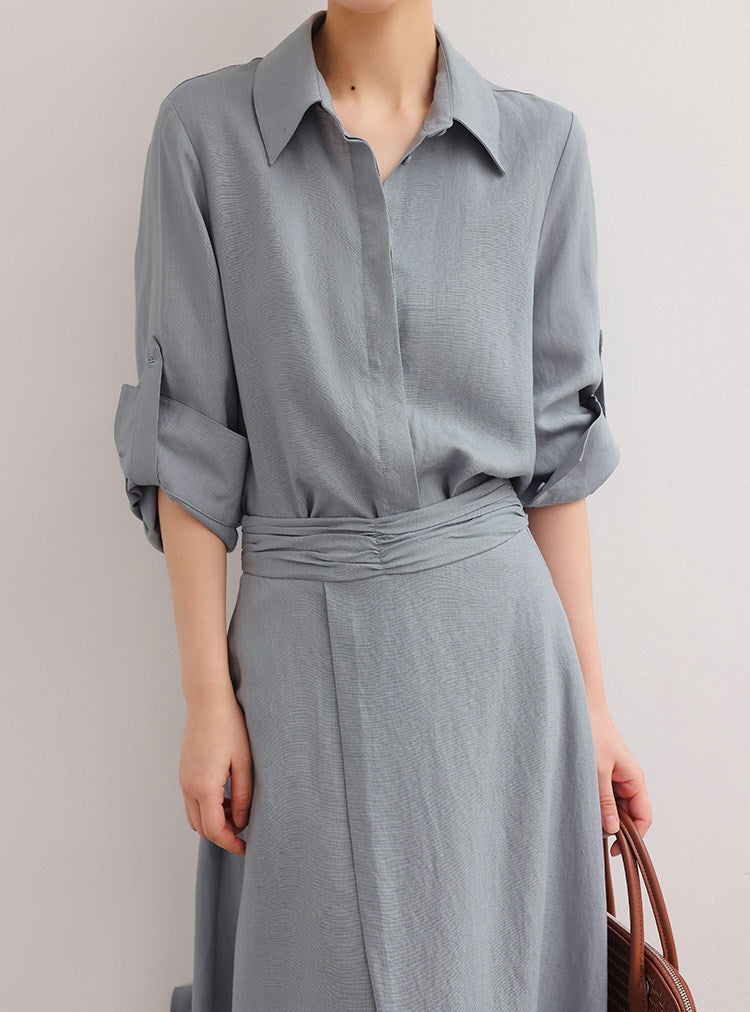 Viscose Two-Piece Set - Relaxed Shirt and Skirt