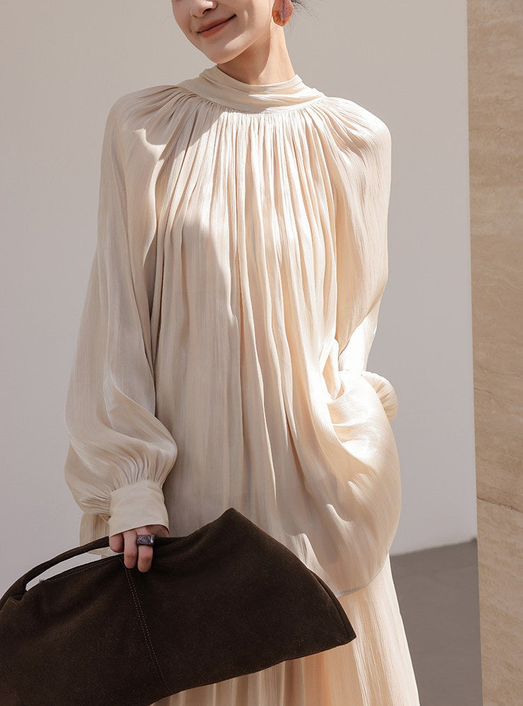 Champagne Viscose Set - Ruffled Top and Skirt