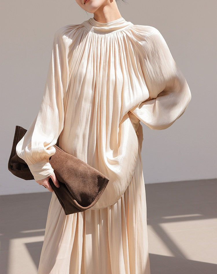 Champagne Viscose Set - Ruffled Top and Skirt
