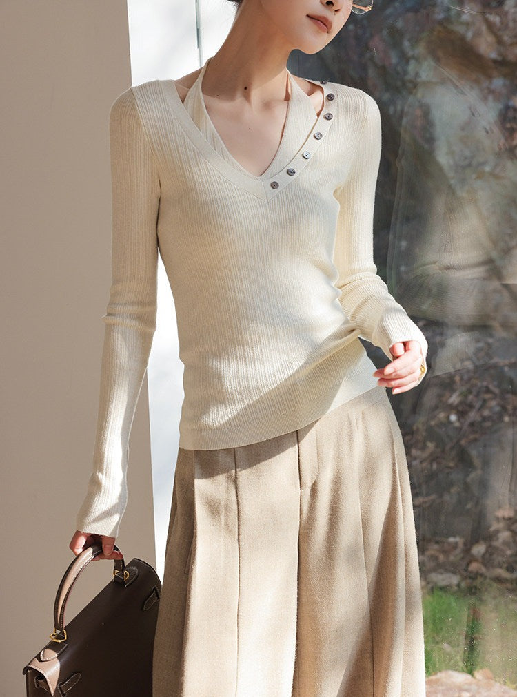 Oatmeal Wide-Leg Trousers - Minimalist Style