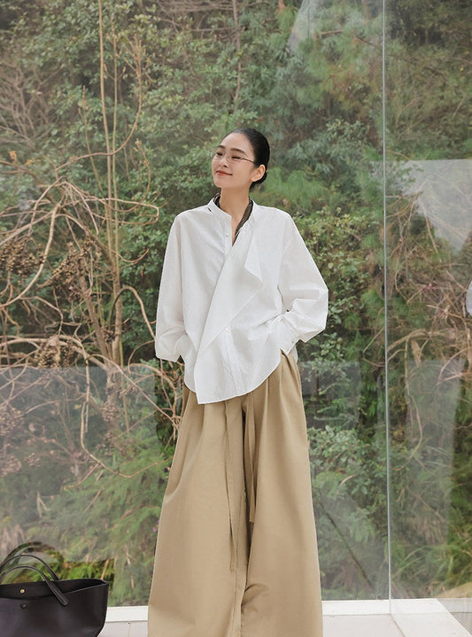Celana Pipa Lebar Viscose - Pinggang Tinggi dengan Potongan Santai