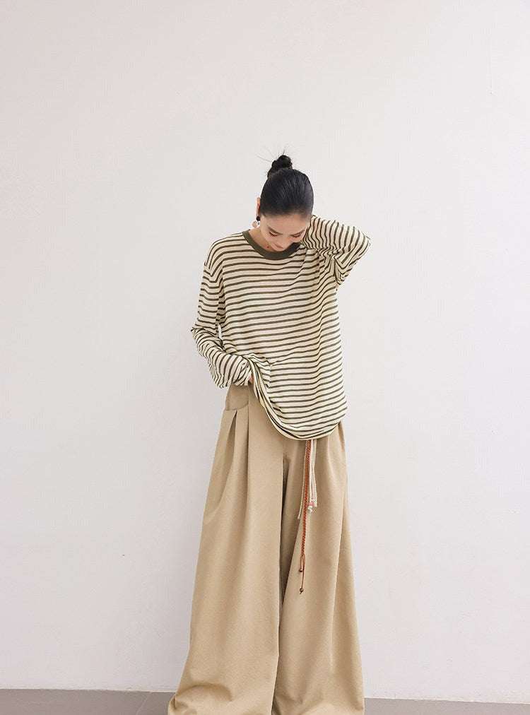 Viscose Wide-Leg Pants - High-Waisted Relaxed Fit