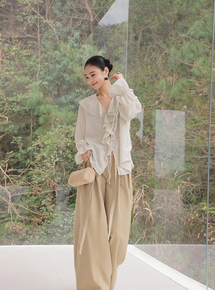 Viscose Wide-Leg Pants - High-Waisted Relaxed Fit