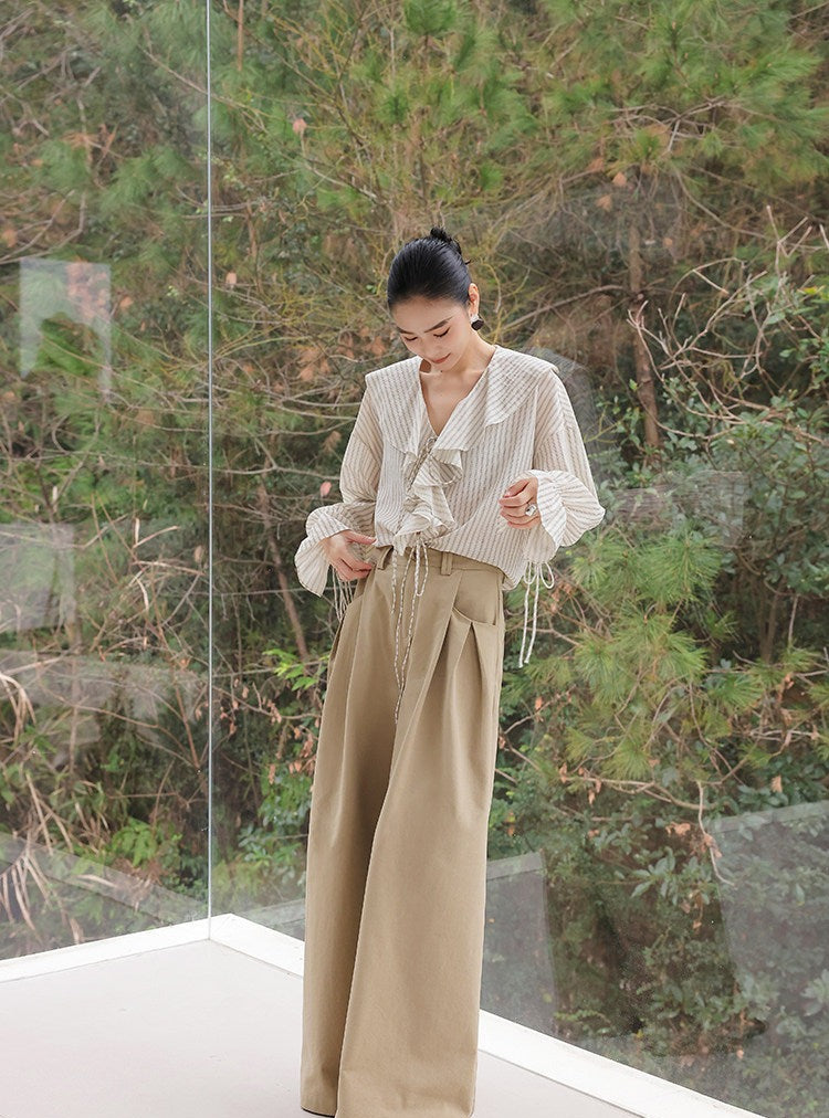 Viscose Wide-Leg Pants - High-Waisted Relaxed Fit