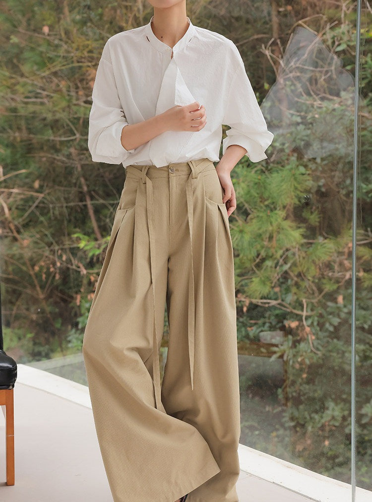 Viscose Wide-Leg Pants - High-Waisted Relaxed Fit
