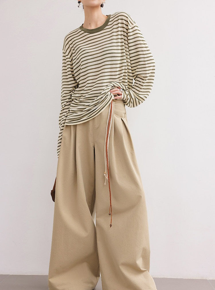 Viscose Wide-Leg Pants - High-Waisted Relaxed Fit