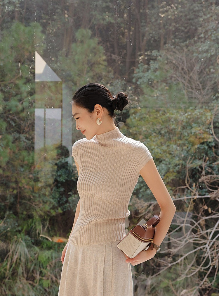 Knitted Sweater with Wave Design