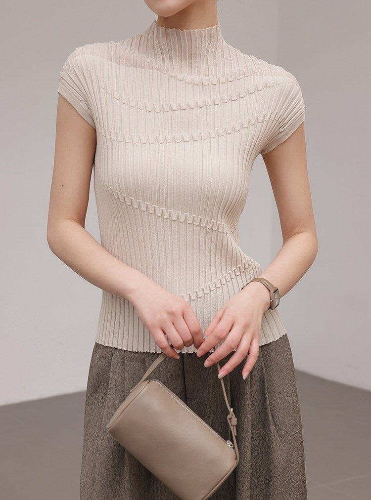 Knitted Sweater with Wave Design
